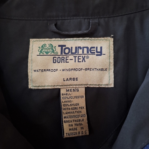Tourney Gore-Tex Mens Golf Jacket Herringbone Navy Waterproof 1/4 Zip Size L - Picture 2 of 6